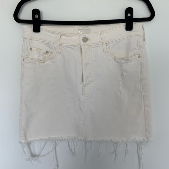 MOTHER The Vagabond Mini Fray Skirt, Cream - Size 27 - Picture 2 of 9